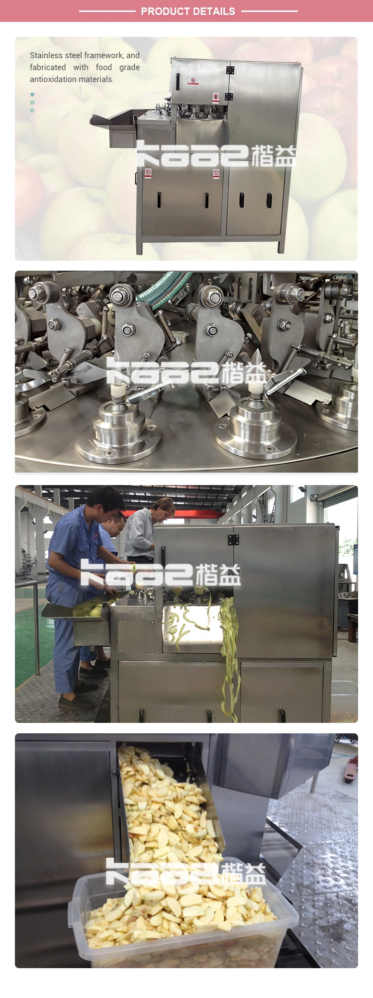 High Speed Industrial Apple Peeling/Slicing/Segmenting/Cutting/Destoning/Coring/Pitting Machine